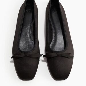 H&M Ballet Flats Bow Detailed Black Flat Women's Shoes Size 39